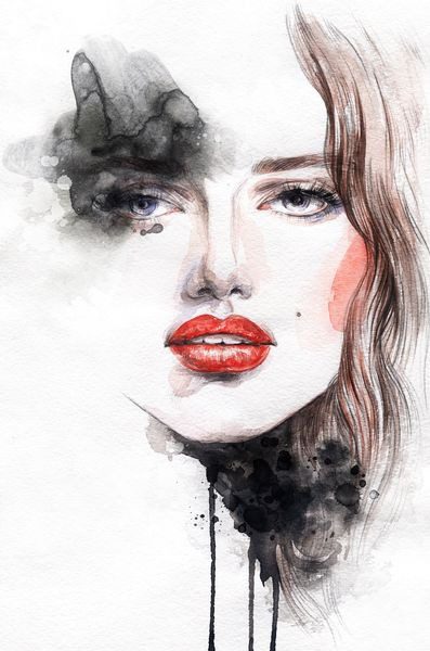 Peinture murale Femme à l'aquarelle