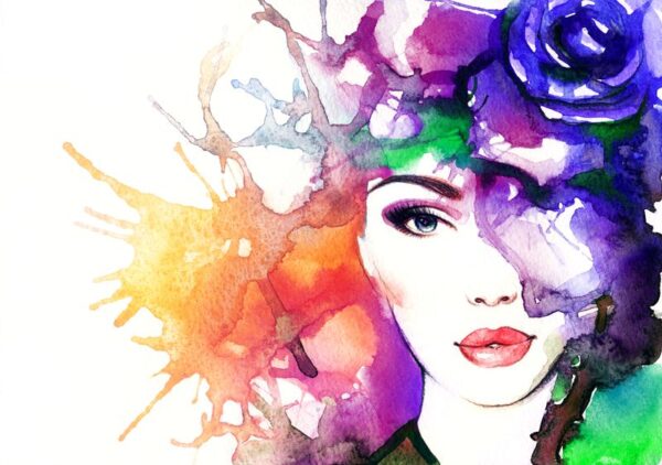 Peinture murale Dame colorée