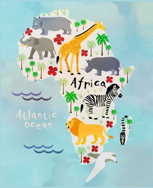 Peinture murale Carte de l'Afrique