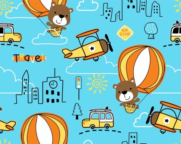 Peinture murale Ours en peluche dans le ballon