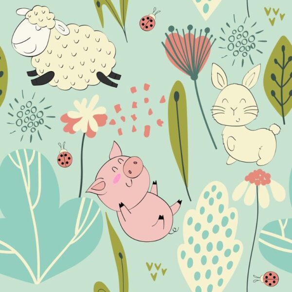 Peinture murale Bébés animaux