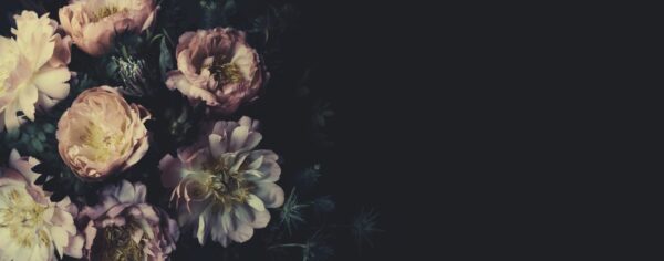 Peinture murale Fleurs en noir