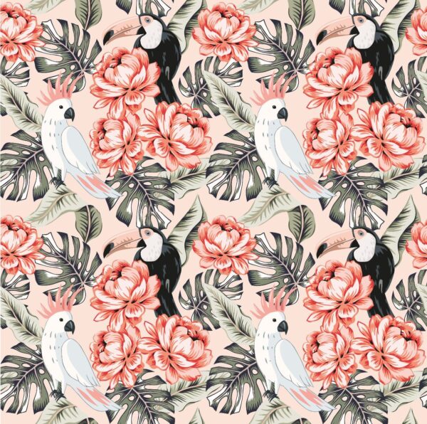 Peinture murale Oiseaux dans les roses