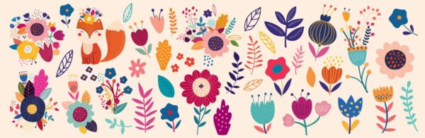 Peinture murale Fleurs heureuses