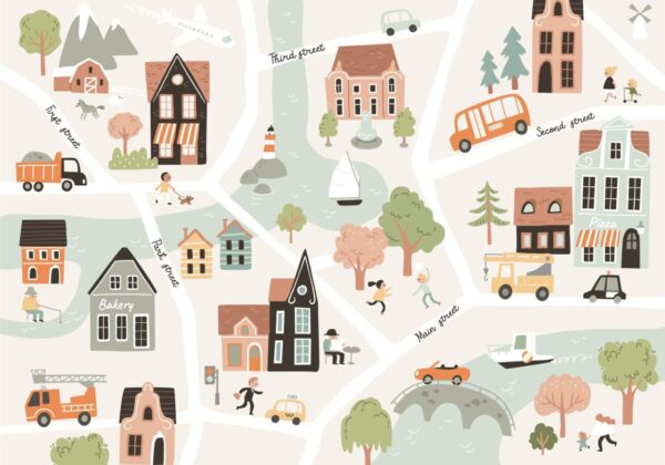 Peinture murale Rues d'une petite ville