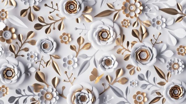 Peinture murale Fleurs blanches 3D