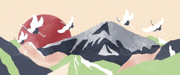 Peinture murale Le soleil et les oiseaux