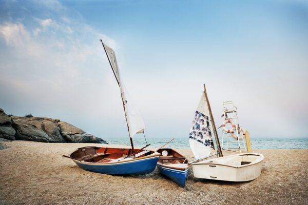 Peinture murale Bateaux sur la plage