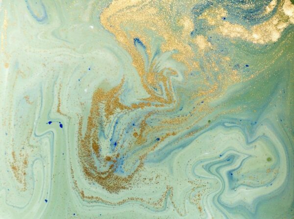 Peinture murale Aquarelles à paillettes vertes