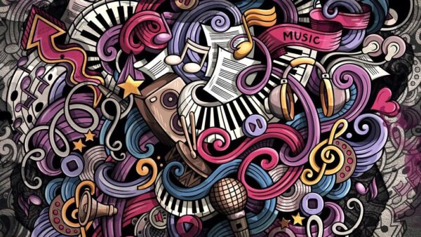 Peinture murale Illustrations musicales