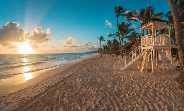 Peinture murale Lever de soleil sur la plage des Caraïbes