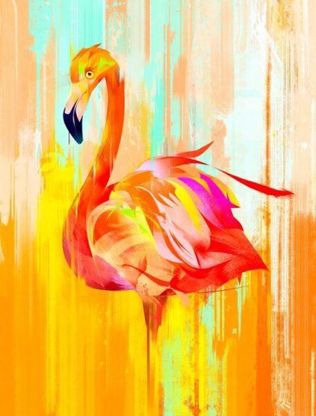 Peinture murale Flamant peint