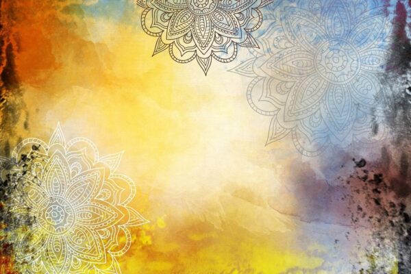 Peinture murale Mandala sur fond jaune
