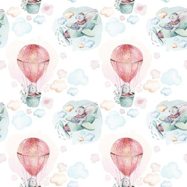 Peinture murale Lapin mignon dans un ballon