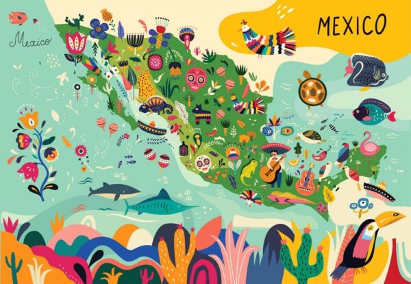 Peinture murale Carte du Mexique