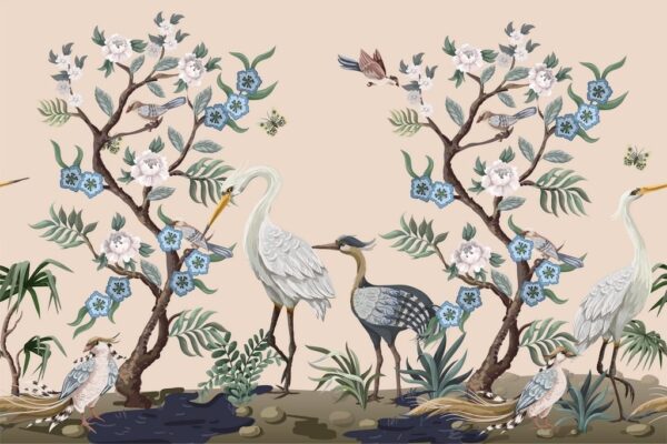 Peinture murale Animaux et Fleurs