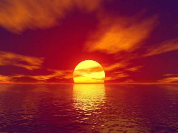 Peinture murale Coucher de soleil rouge