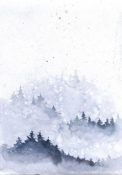 Peinture murale Paysage d'hiver illustré