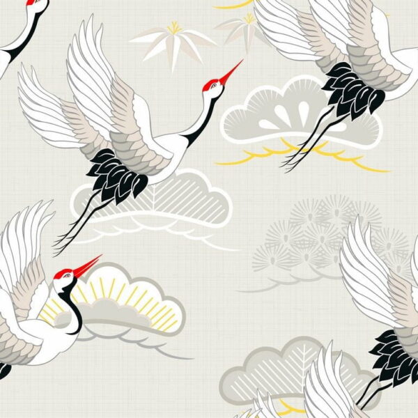 Peinture murale Motif de grues royales