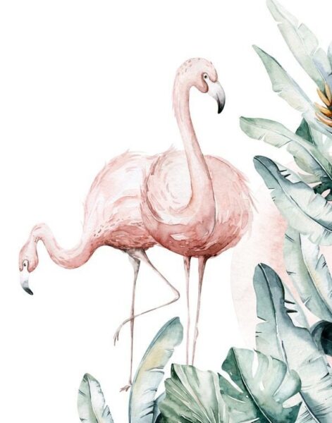 Peinture murale Flamants roses dans la jungle