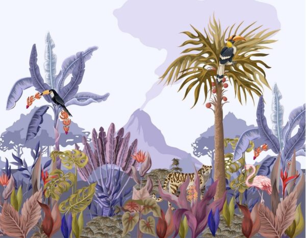 Peinture murale Jungle et animaux