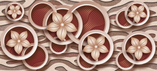 Peinture murale Fleurs en bois