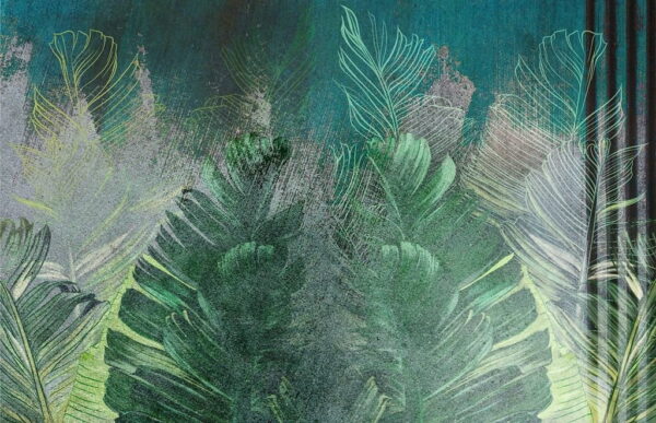 Peinture murale Feuilles sur Béton