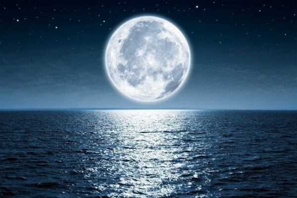 Peinture murale Pleine lune sur l'océan
