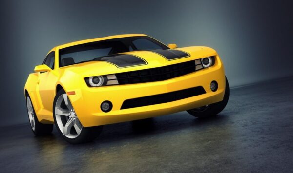 Peinture murale Voiture de sport jaune