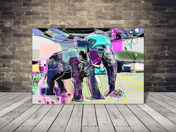 Image d'un éléphant avec des graffitis