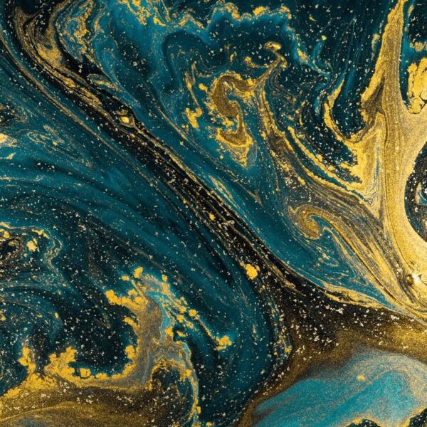Peinture murale Or et Peinture Bleue