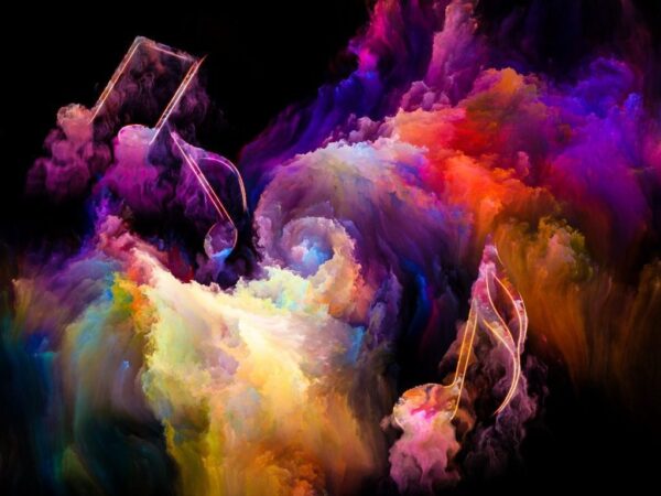 Peinture murale Musique et Fumée Colorée