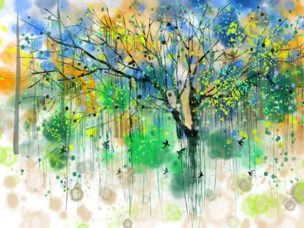 Peinture murale Contour d'arbre