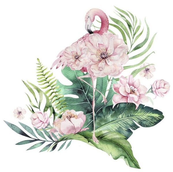 Peinture murale Flamant rose floral
