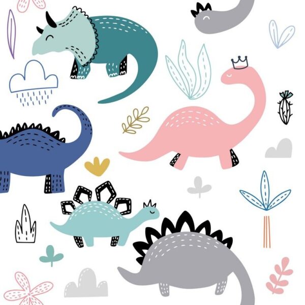 Peinture murale Dinosaures illustrés
