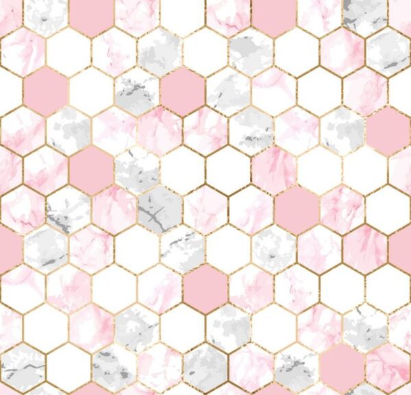 Peinture murale Hexagones roses