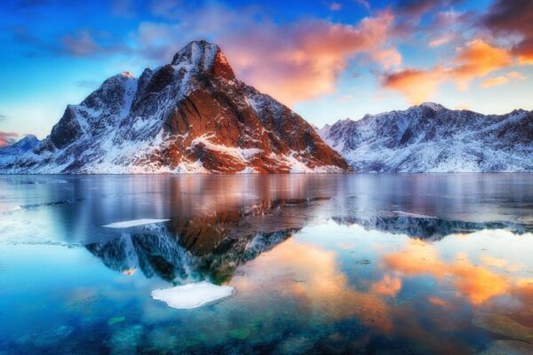 Peinture murale Lever du soleil en Norvège