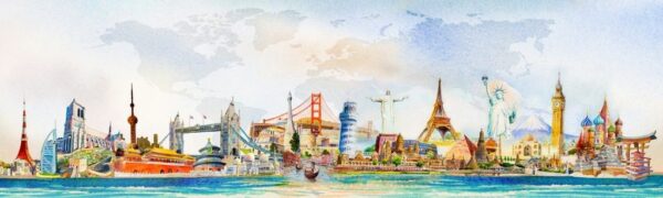 Peinture murale Monuments Célèbres du Monde