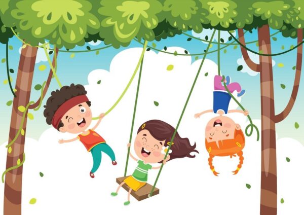 Peinture murale Enfants sur la balançoire
