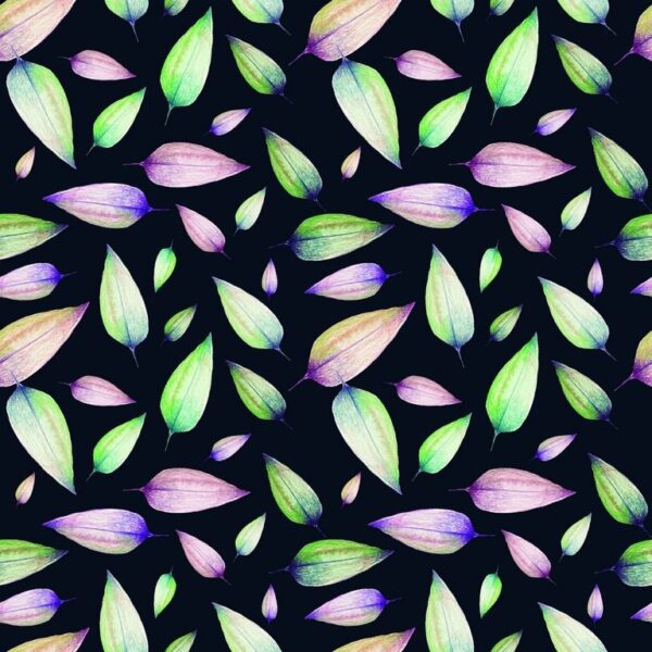 Sticker mural Feuilles sur fond noir