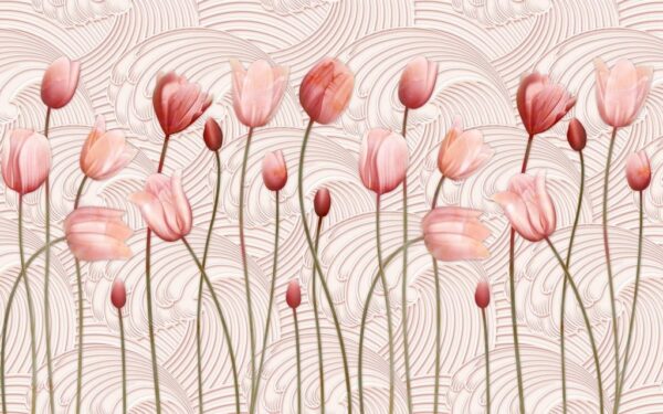 Peinture murale Champ de tulipes