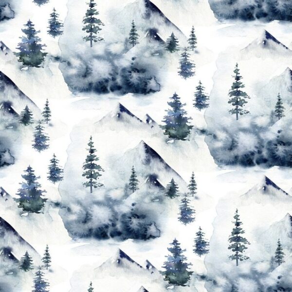 Peinture murale Aquarelle forêt d'hiver