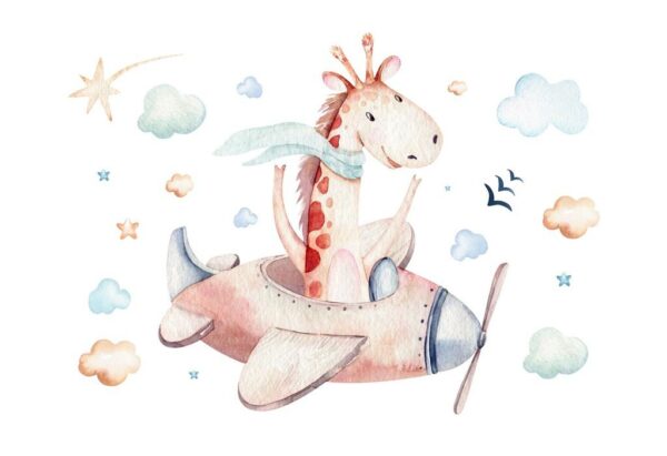 Papier peint Girafe dans l'avion