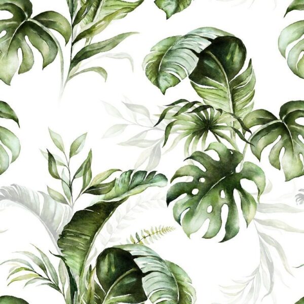 Peinture murale Feuilles tropicales vertes