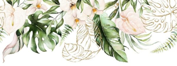 Sticker mural Fleurs et feuilles tropicales