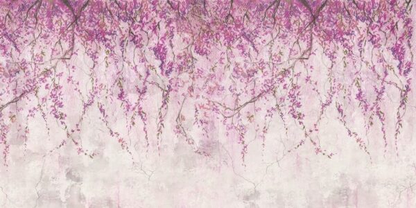 Peinture murale Fleurs roses suspendues