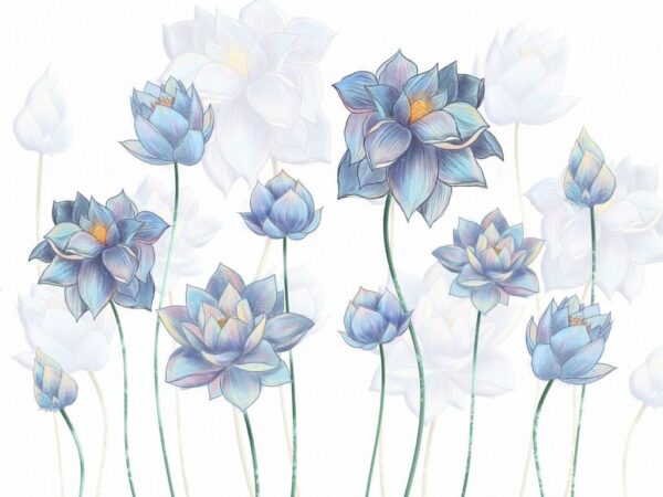Sticker mural Fleurs de lotus bleu