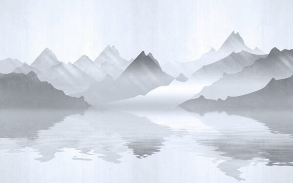 Peinture murale Vue sur le Lac et les Montagnes