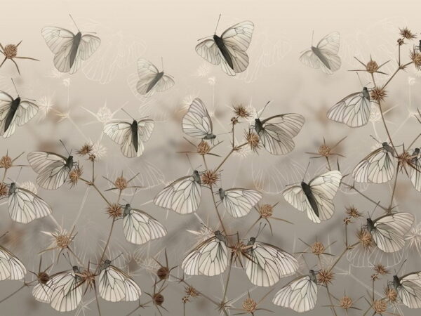 Peinture murale Petits papillons blancs