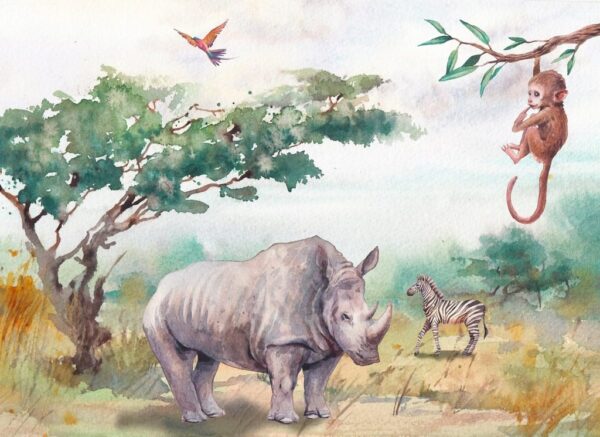 Peinture murale Animaux de safari